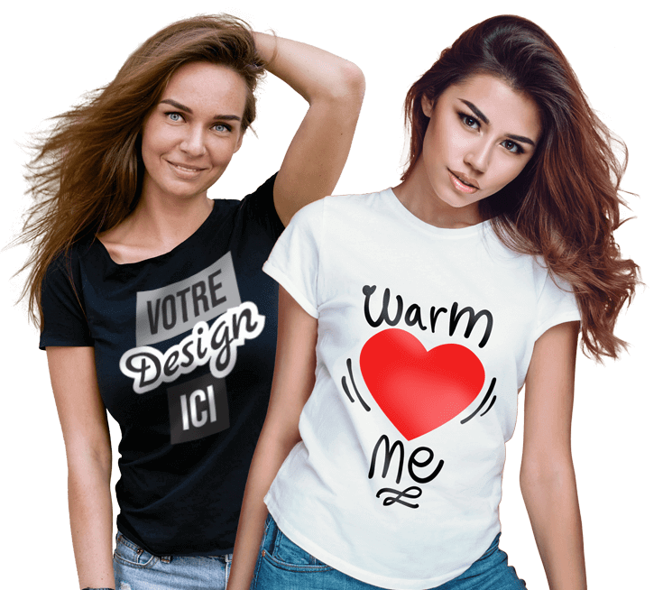 T-shirts personnalisés pour femmes - Deux femmes en T-shirts personnalisés