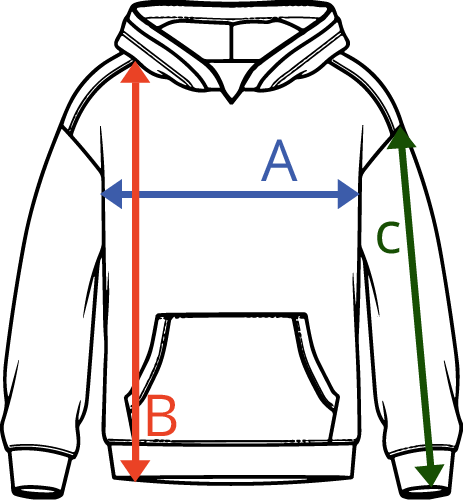 College Hoodie Maßtabelle
